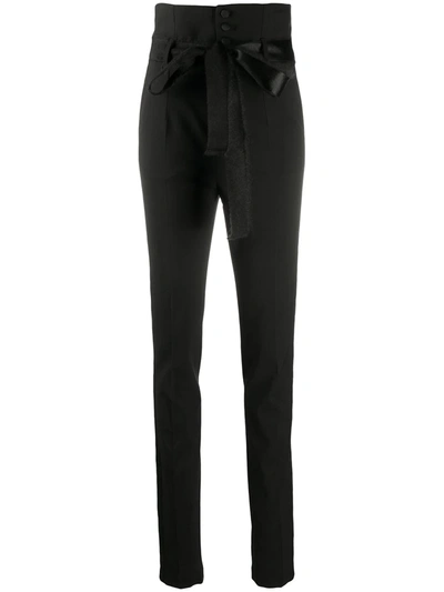 Shop Red Valentino High-waisted Slim-fit Trousers In Black