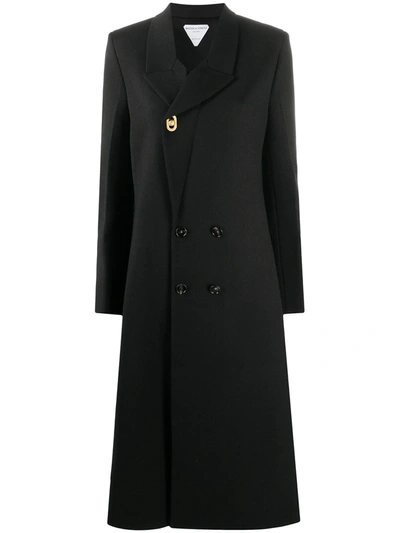 Shop Bottega Veneta Long Double-breasted Coat In Black