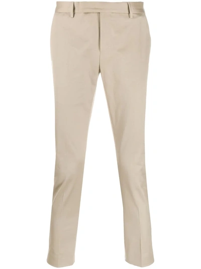 Shop Pt01 Slim Fit Cropped Trousers In Neutrals