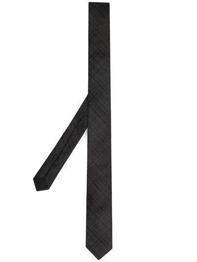 Shop Saint Laurent Check Pattern Tie In Black