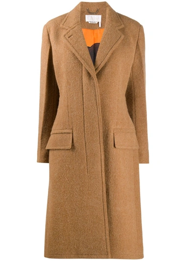 Shop Chloé Concealed Front Fastening Coat In Brown