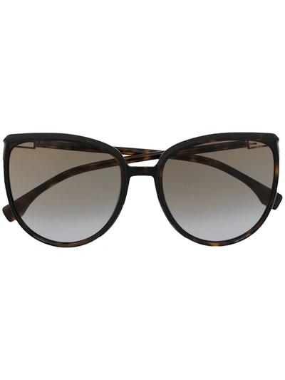Shop Fendi Tortoise Shell Cat-eye Sunglasses In Braun