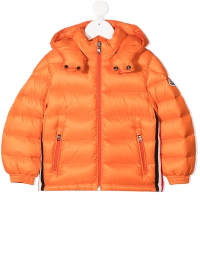 Shop Moncler Hooded Puffer Down Jacket In Orange