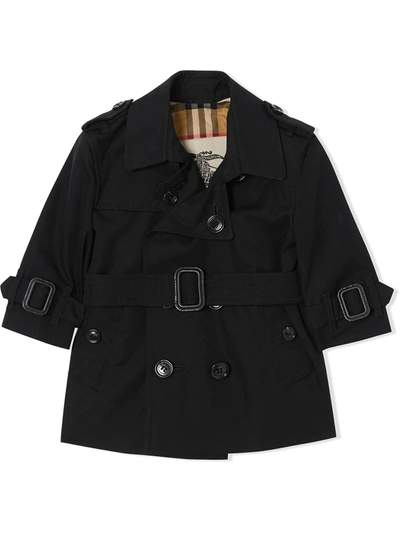 Shop Burberry Belted Cotton Trench Coat In Black