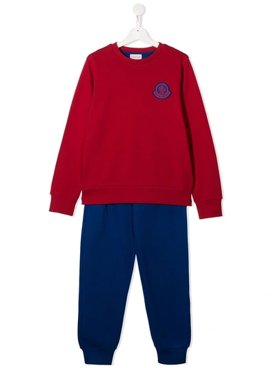 Shop Moncler Teen Logo-embroidered Tracksuit In Red
