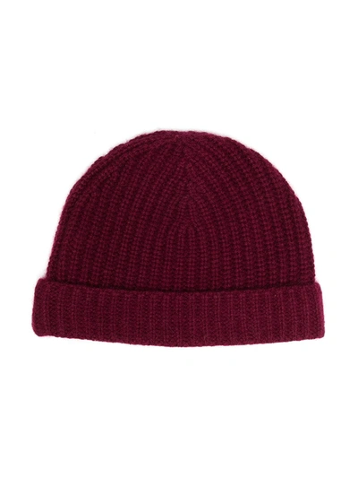 Shop Il Gufo Ribbed Knit Hat In Red