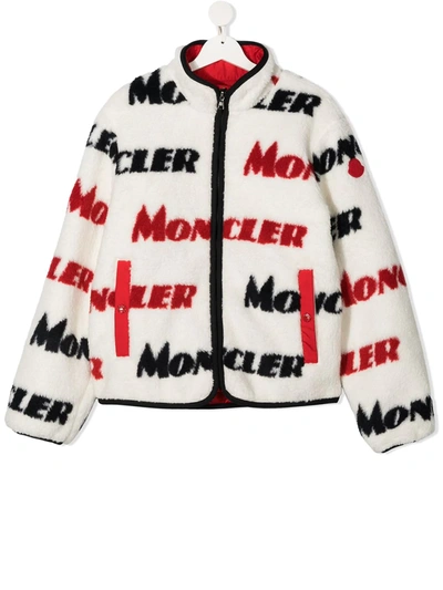 Shop Moncler Teen Logo-print Zipped Jacket In White