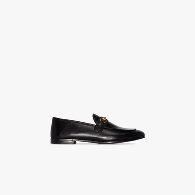 Shop Gucci Black Horsebit Leather Loafers