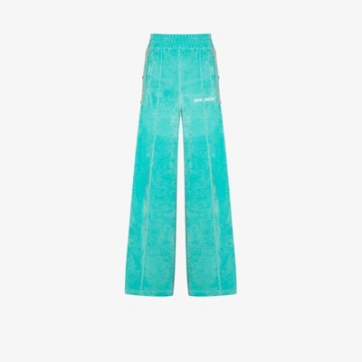 Shop Palm Angels High-waisted Track Trousers In Blue