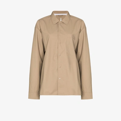 Shop Rains Collared Oversized Shirt In Neutrals