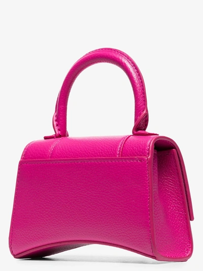 Shop Balenciaga Pink Hourglass Xs Leather Mini Bag