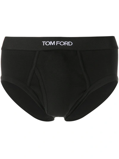 Shop Tom Ford Logo Band Boxer Briefs In Black