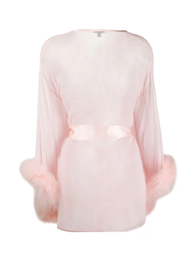 Gilda & Pearl Diana Silk And Marabou Feather Robe In Pink