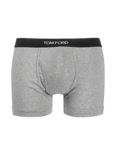Shop Tom Ford Two-pack Logo Waistband Briefs In Grey