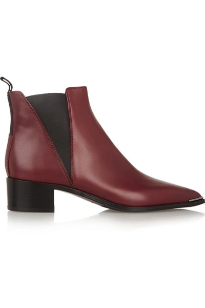 Shop Acne Studios Jensen Leather Ankle Boots In Burgundy