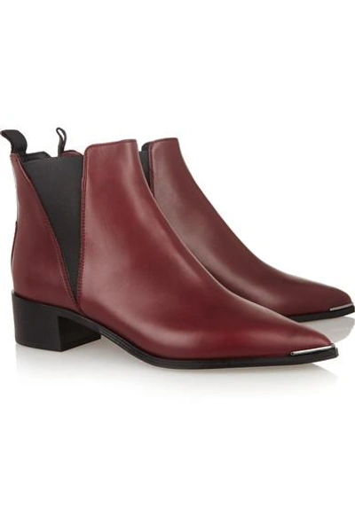 Shop Acne Studios Jensen Leather Ankle Boots In Burgundy