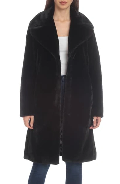 Shop Avec Les Filles Faux Rabbit Fur Coat In Black