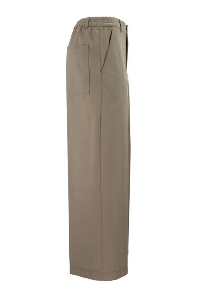 Shop Agnona Palazzo Pants In Cotton Twill In Chestnut