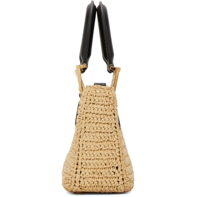 Shop Fendi Beige Raffia Mini Forever  Tote In F14r6 Natur