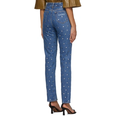 Shop Ganni Blue Stud Jeans In 630 Denim