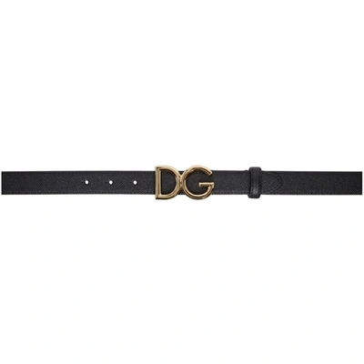 Shop Dolce & Gabbana Black Small Logo Belt In 80999 Black