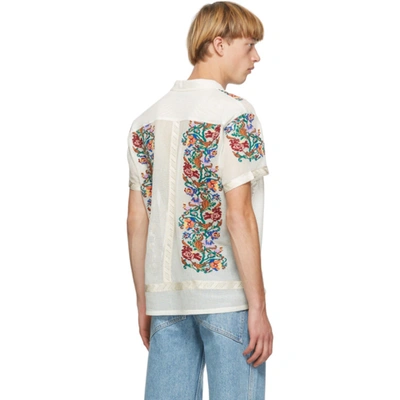 Shop Bode White Jacquard Floral Short Sleeve Shirt In Muti