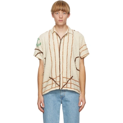 Shop Bode Off-white Chenille One-of-a-kind Short Sleeve Shirt In Ecru