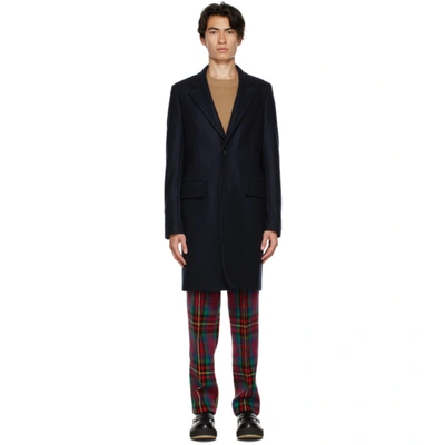 Shop Ami Alexandre Mattiussi Navy Wool Two Buttons Coat In Navy/410