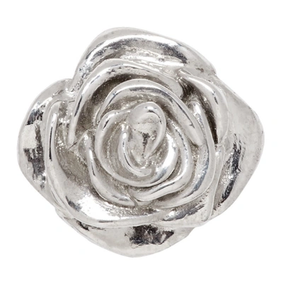 Shop Alan Crocetti Silver Rose Single Earring In Rhodium