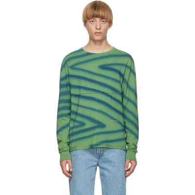 Shop Eckhaus Latta Green & Blue Lapped Long Sleeve T-shirt In Drctnlspray