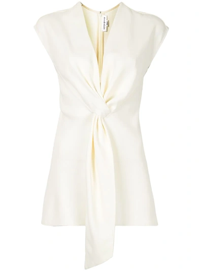 Shop Victoria Beckham Tie Drape Ruched Top In White