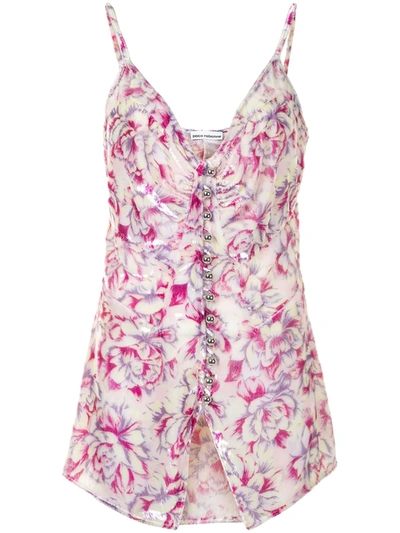 Shop Rabanne Hortensia-print Velvet Cami Top In Purple