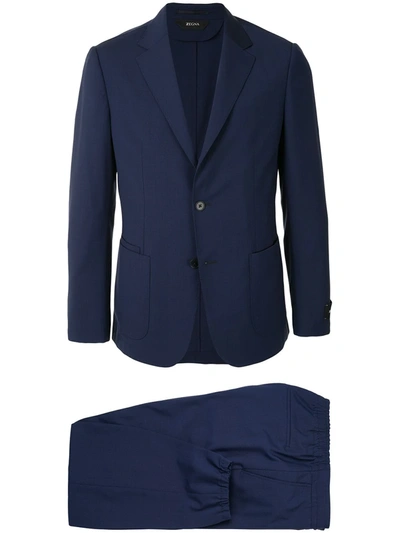 Shop Ermenegildo Zegna Elasticated Trim Two-piece Suit In Blue