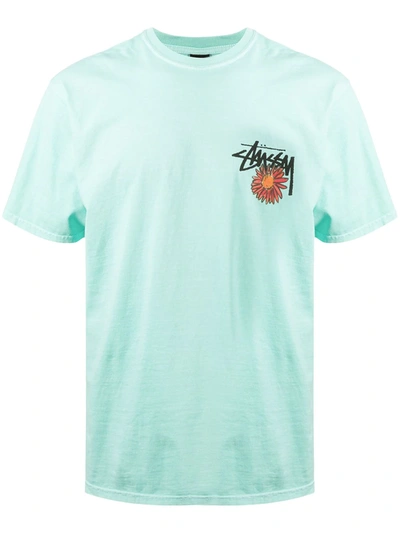 Shop Stussy Graphic Skull Print T-shirt In Blue