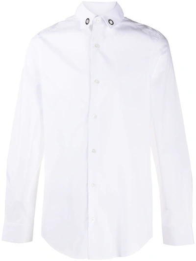 Shop Les Hommes Eyelet-detail Button-up Shirt In White