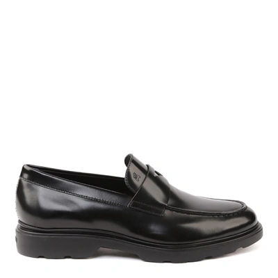 Shop Hogan H304 Black Leather Loafer