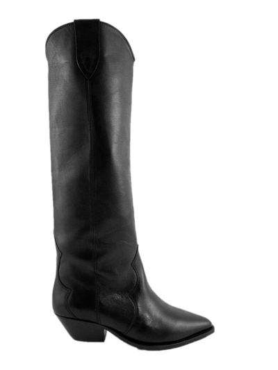 Shop Isabel Marant Black Leather Denvee High Boots In Nero