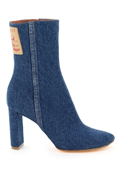 Shop Y/project Pointy Patent Ankle Boots In Navy (blue)