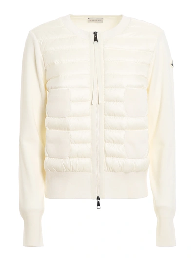 Shop Moncler Padded Insert Cardigan In White