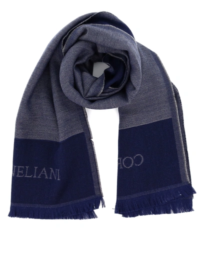 Shop Corneliani Wool-silk Blend Scarf In Dark Blue