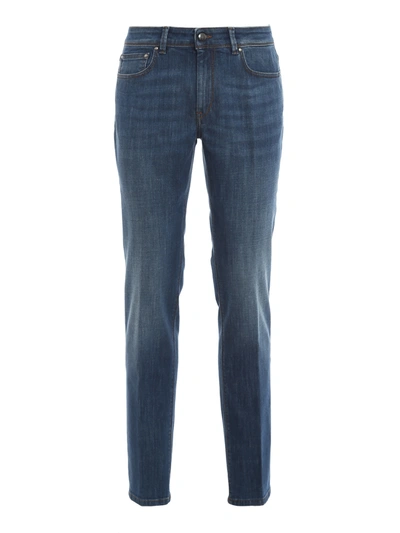 Shop Fay Faded Denim Jeans In Blue