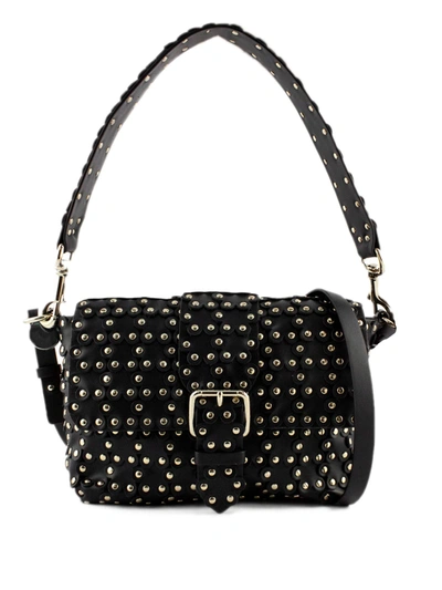 Shop Red Valentino Black Leather Flower Puzzle Bag In Nero