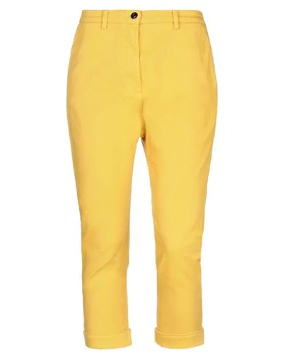 Shop N°21 Woman Cropped Pants Ocher Size 28 Cotton, Elastane In Yellow