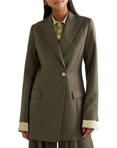 Shop Anna Quan Woman Suit Jacket Military Green Size 4 Wool, Cashmere