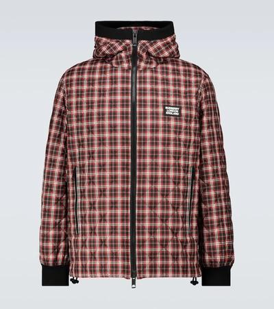 Shop Burberry Diamond Quilted Checked Jacket In Red