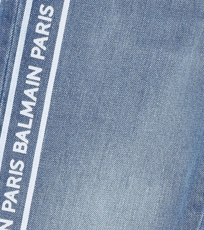 Shop Balmain Logo Jeans In Blue