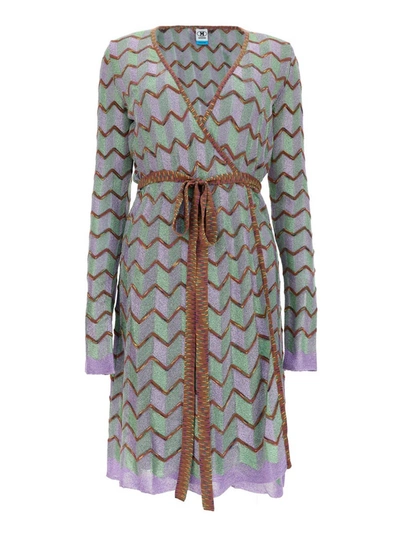 Shop M Missoni Lurex-knit Wrap Dress In Multicolor