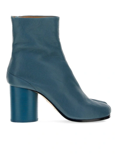 Shop Maison Margiela Blue Tabi Ankle Boots In Blue