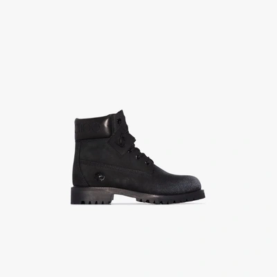 Shop Jimmy Choo Black X Timberland Nubuck Leather Boots