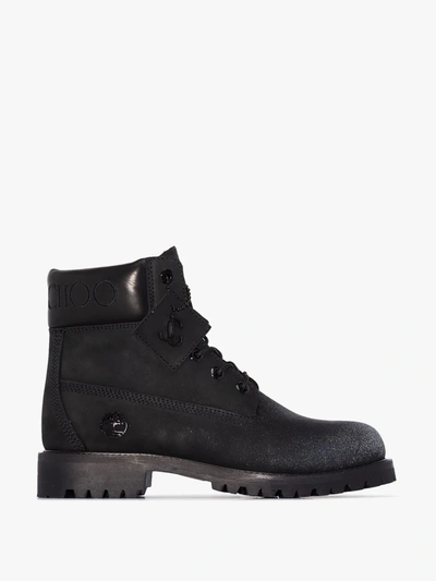 Shop Jimmy Choo Black X Timberland Nubuck Leather Boots